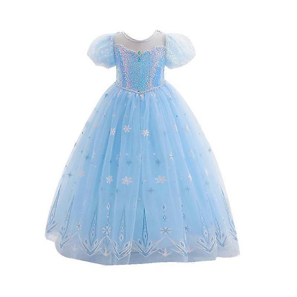 Vestido de princesa Elsa de Frozen para niñas, vestido largo de tul para fiesta de cumpleaños