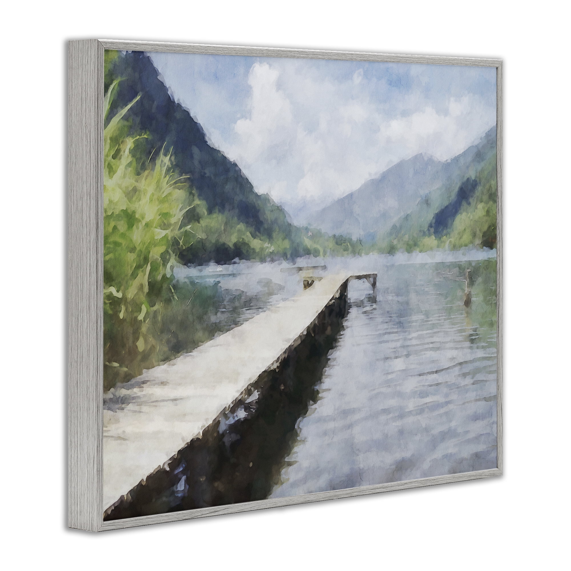 Stupell Industries Dappled Lake Dock Gray Framed Giclee Art, design by Kim Curinga