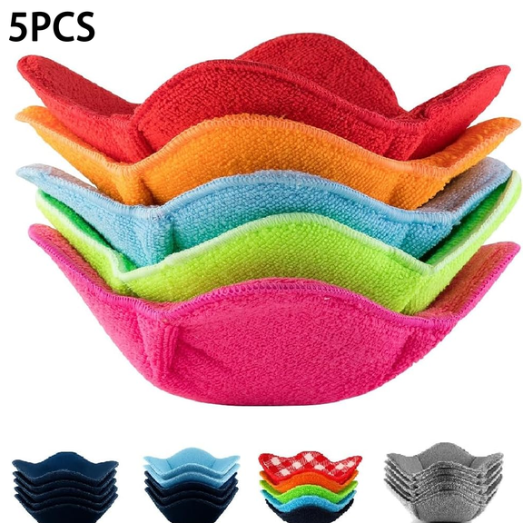 5 Pcs Colorful Reusable Fabric Bowl Holder, Microwave Washable Soft Cloth Bowl Sleeve, Decorative Tableware Accessory for Soup Noodle Pasta Bowls