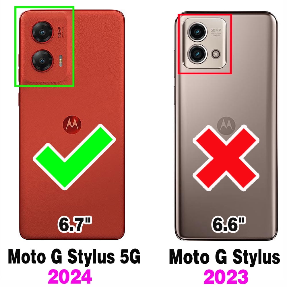 Asuwish Phone Case for Motorola Moto G Stylus 5G 2024 Zipper Wallet Magnetic Detachable Cell Cover with Tempered Glass Screen Protector Crossbody Strap Flower Card Holder Slot G5 Women Girls Pink