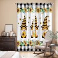 thumbnail image 3 of Kitchen Curtains 84 Inch Length 2 Panels, Spring Bee Gnomes Grommets Window Treatment Curtain, Sunflowers Black Checkered Thermal Curtains Drapes for Living Room/Bathroom, 3 of 9
