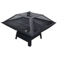 thumbnail image 2 of Three Outdoor Metal Garden Fire Pit Basket With BBQ Barbecue Grill+Safety Mesh, 2 of 5
