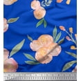 thumbnail image 1 of Soimoi Blue polyester Crepe Fabric Leaves & Peach Floral Watercolor Print Fabric by The Yard 52 Inch Wide, 1 of 3