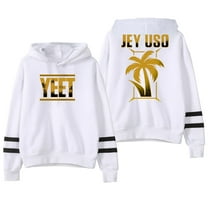 Jey Uso Yeet Golden Logo Hoodie Pocketless Parallel Bars Sleeve Streetwear Women Men Hooded Sweatshirt