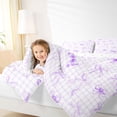 thumbnail image 3 of Erosebridal Teens Kawaii Ribbon Bow Twin Comforter Sets 3-Piece,Purple Plaid Bedding Set for Kids Girls,Breathable Home Decor, 3 of 6