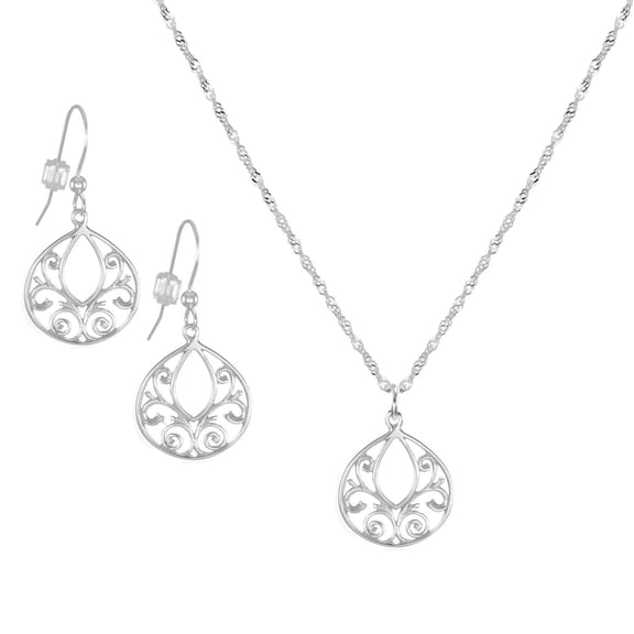 Handmade Sterling Silver Teardrop Necklace and Earring Set