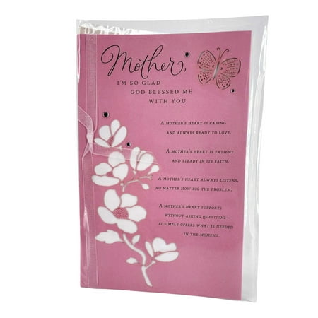 Mother's Day Greeting Card So Glad God Blessed Me With You Pink Floral Butterfly