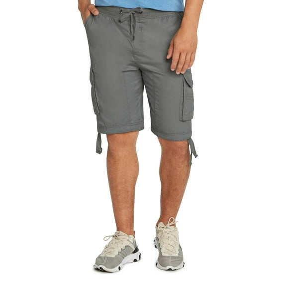 9 Crowns Men's Cargo Jogger Casual Shorts (Large, Charcoal)