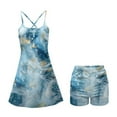 thumbnail image 5 of Yuyamidu 2 Pieces Blue Marble Print Athletic Dress with Shorts for Women, Fashion Backless Sleeveless Criss Cross Tennis Golf Dress Size XS, 5 of 7