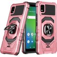 thumbnail image 3 of Compatible for Cricket Vision Plus Case w/Tempered Glass Screen Protector [Military Grade] Ring Car Mount Kickstand Shockproof Hard Phone Case - Pink, 3 of 7