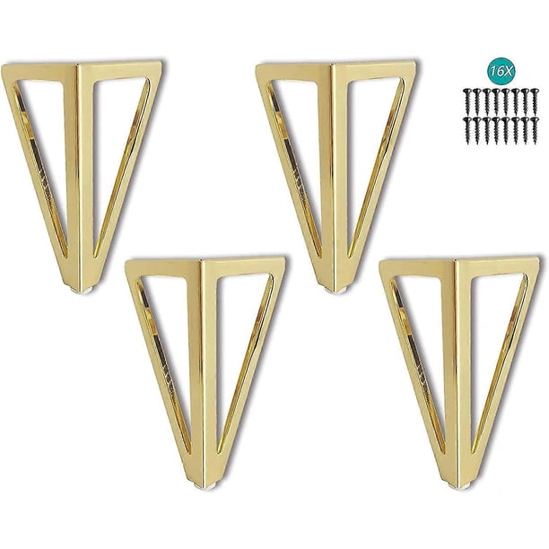 4 Packs Furniture Legs, Metal Table Legs, 15cm Black Furniture Legs, for TV Table, Coffee Table Leg, Wardrobe, Sofa Bed and Others. (15cm, Gold)