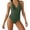 Army Green(Swimwear), variant on Womens Ruched One-Piece Swimsuit with Plunge Halter Neck & Bow-Tie Back Tummy Control Bathing Suits
