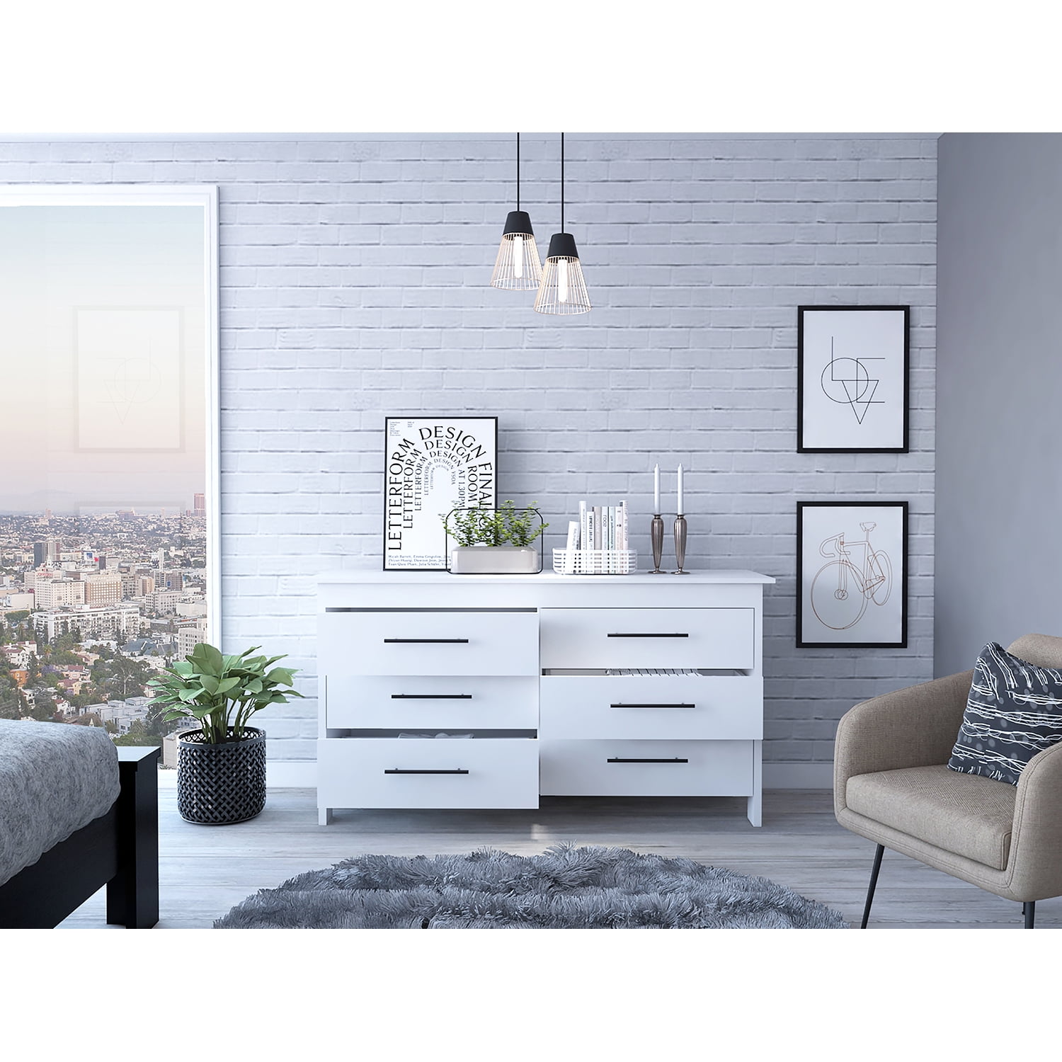 Kadyn 6 Drawer Double Nursery Dresser, Chest of Drawers with Four Legs, Storage Cabinet for Living Room, White Sideboard Kadyn 6 Drawer Double Nursery Dresser, Chest of Drawers with Four Legs, Storage Cabinet for Living Room, White Sideboard