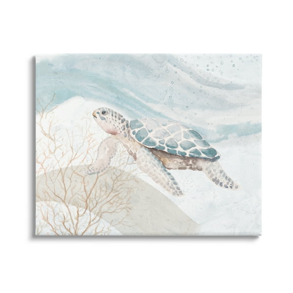 Stupell Industries Pleasant Sea Turtle Drifting Ocean Bubble Waves Painting Gallery Wrapped Canvas Print Wall Art, Design by Patricia Pinto