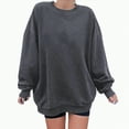thumbnail image 2 of Godom Hoodies for Women Long Sleeves Casual Shirts Color Round Neck Sweatshirt Crewneck Pullover Tunic Tops Fall Winter Outfits Clothes, 2 of 4