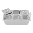 thumbnail image 6 of 6 Pan Stainless Steel Fruit Pan with Acrylic Lids and Water-filtering Gaskets, Food Serving Display Container, 6 of 19