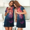 thumbnail image 4 of Fotbe Cosmic Paint Swirl Bata de Dormir para Mujer con Estampado, Camisón de Algodón de Manga Corta, Ropa de Dormir Casual, 4 of 6