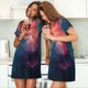 thumbnail image 4 of Balery Cosmic Paint Swirl Camisón de manga corta con cuello redondo para mujer, cómodo y elegante., 4 of 6