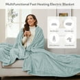 thumbnail image 5 of SUNNY HEAT Heated Electric Blanket Ribbed Flannel 72"x84" Full Size - 10 Heating Settings & 2/4/6/8/10/12 Hours Auto off, Thick and Warm Washable - Mint Green, 5 of 7