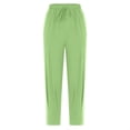 thumbnail image 4 of Lydiaunistar Casual Elastic Waist Long Pants for Women - Split Bandage Design Solid Pocket Full Length Stretch-Free Polyester Pants for Spring Summer Asian Fit Mint Green, 4 of 6