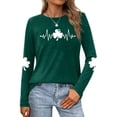 thumbnail image 2 of Casual Sweatshirt for Women St. Patrick'S Day Heart Shaped Four Leaf Long Sleeve Womens Sprimg Clothing,Green-3,5XL, 2 of 4