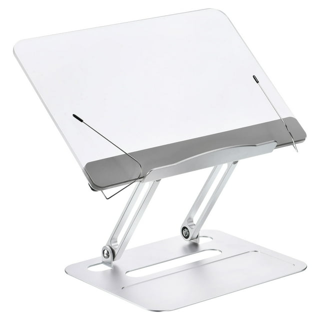 Acrílico Libro Soporte, Ajustable Altura Libro Soporte Bandeja con Metal Página Clips Adecuado para Libros Laptop Texto Libro Revista, Plateado