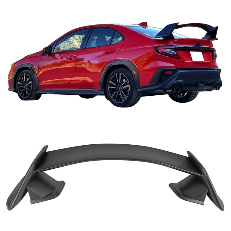 Ikon Motorsports Trunk Spoiler Compatible With 2022-2024 Subaru WRX,  Unpainted Black ABS Plastic Type R Rear Trunk Lid Deck Lip Wing