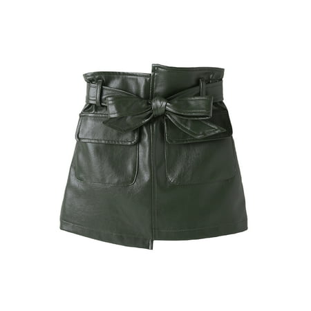 

Ma&Baby Toddler Kids Baby Girls PU Leather Midi Skirt Casual High Waist A-line Skirts with Waistband