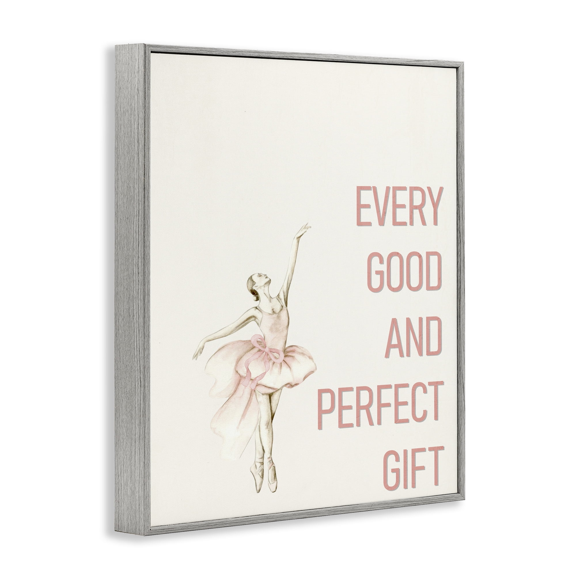 Good & Perfect Gift Ballerina Gray Framed Giclee Art, design by Kim Allen