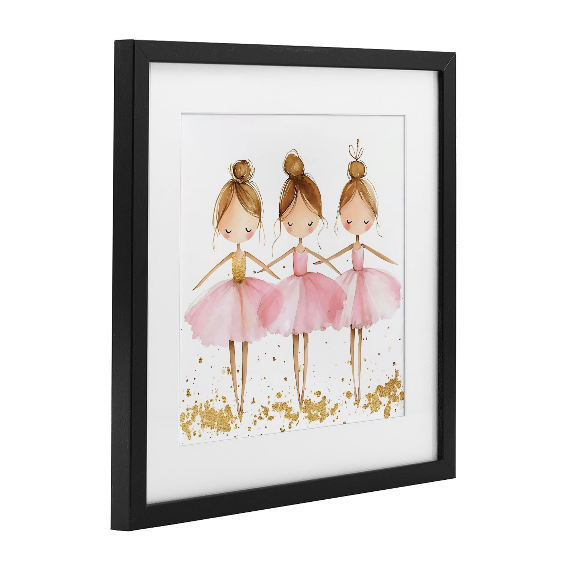 Stupell Industries Ballerina Trio in Pink Tutus Black Framed Print Under Glass, design by Creative Studio