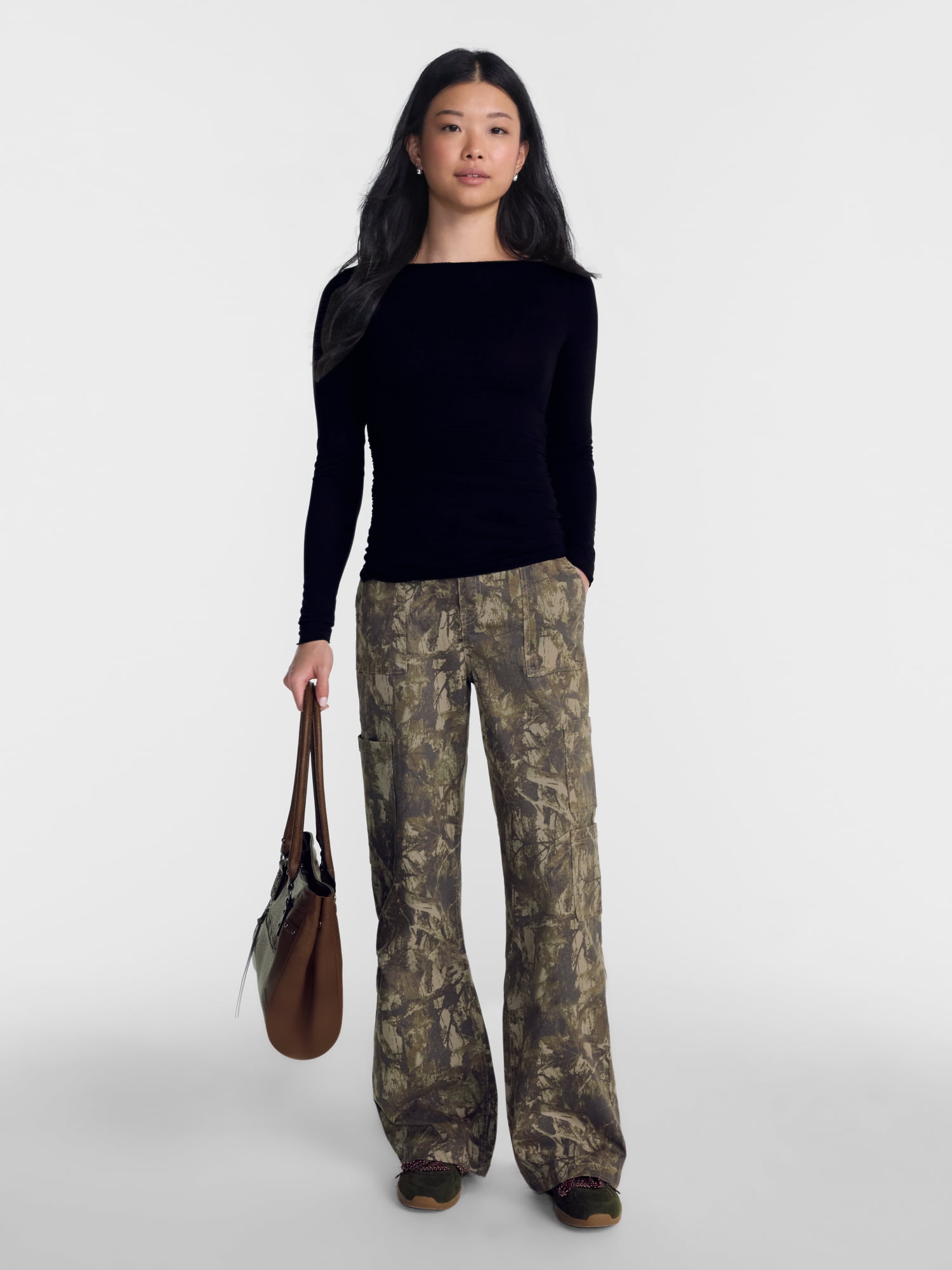 No Boundaries Wide Leg Cargo Pants, 33.5'' Inseam, Women's and Women's Plus XXS-4X