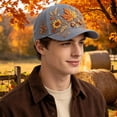 thumbnail image 4 of Autumn Foliage Vintage Washed Thanksgiving Baseball Cap, Comfort Adjustable Breathable Hat With Delicate Maple Leaf Acorn Botanical Embroidery, Outdoor Casual Sun Hat Cute Gifts for Women for Her, 4 of 6