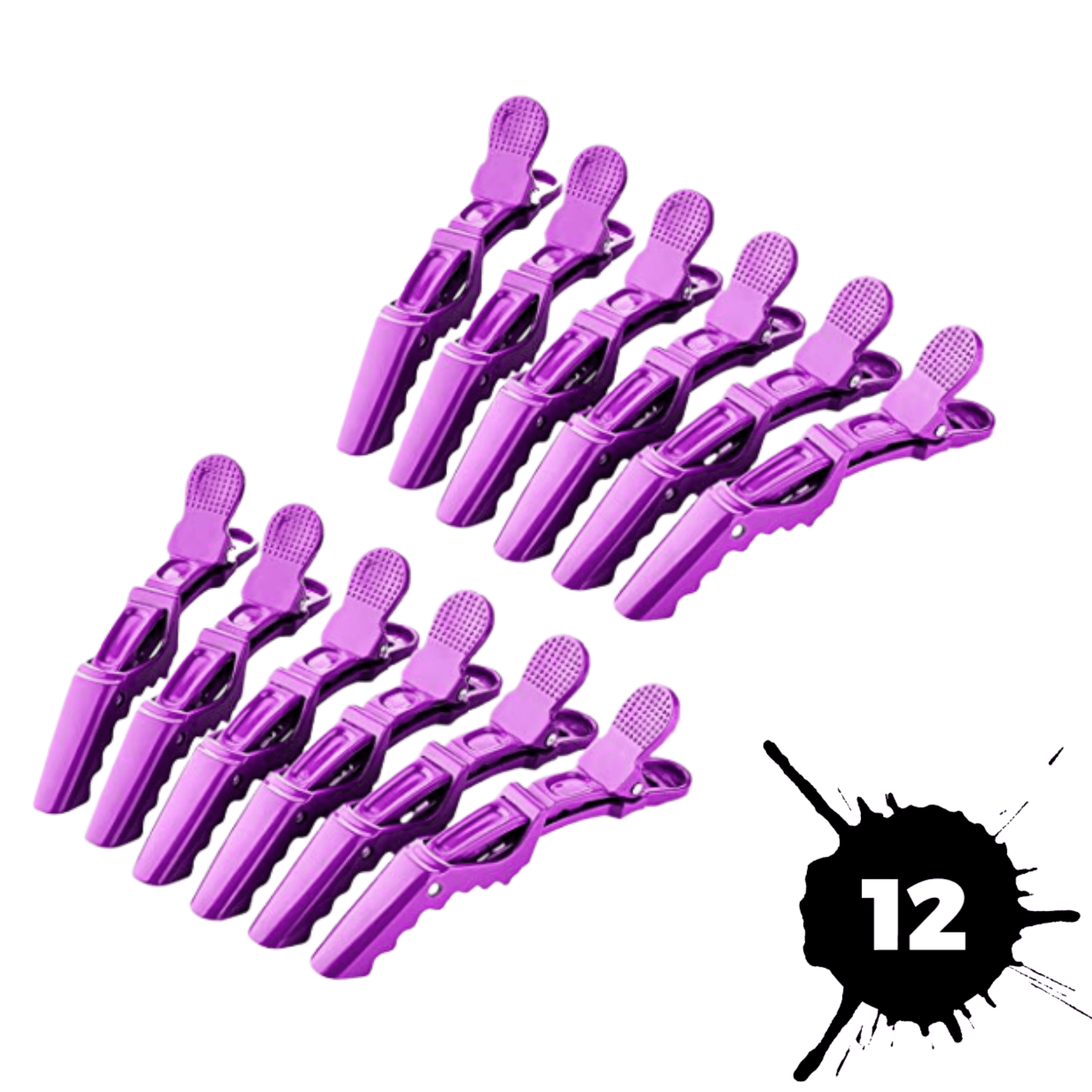 Purple Gator Non-Slip Grip Hair Clips | Hair Styling and Sectioning Croc Clips| 12 Pack