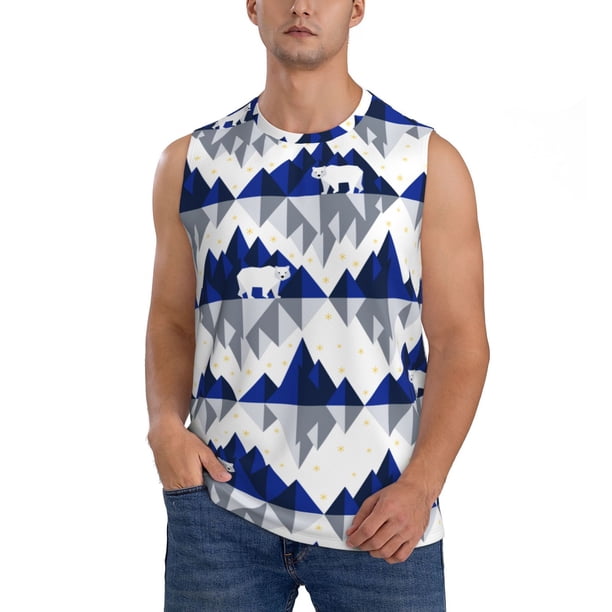 Balery Cartoon Iceberg Polar Bear Camisetas sin mangas para hombre, absorbe la humedad y protege contra el mal olor.-X-Large