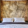 thumbnail image 3 of Vintage World Map Wall Tapestry, Old Nautical Map Tapestries Wall Art, Nostalgic Style Art Historical Atlas Vintage Design, Wide Wall Hanging for Bedroom Living Room Dorm, Pale Brown, 3 of 3