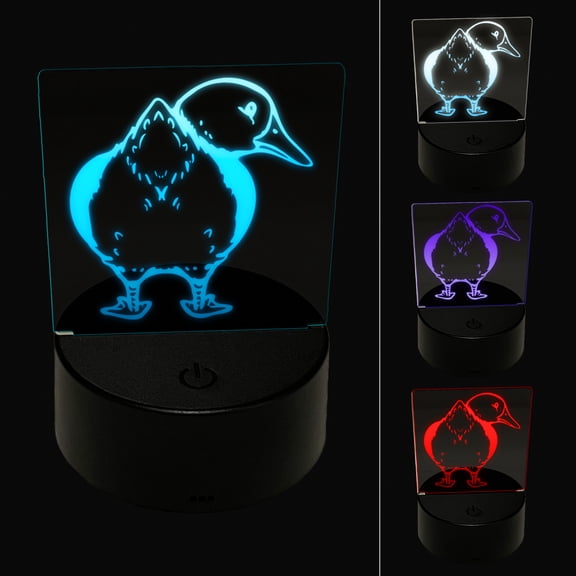 Fluffy Duck Butt Looking Behind LED Night Light Sign 3D Illusion Desk Nightstand Lamp