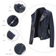 thumbnail image 3 of ZHAOCHENG Chaqueta de cuero genuino para mujer, de corte ajustado y corto, para primavera y otoño de 2024, chaqueta de motociclista ajustada de imitación PU., 3 of 5