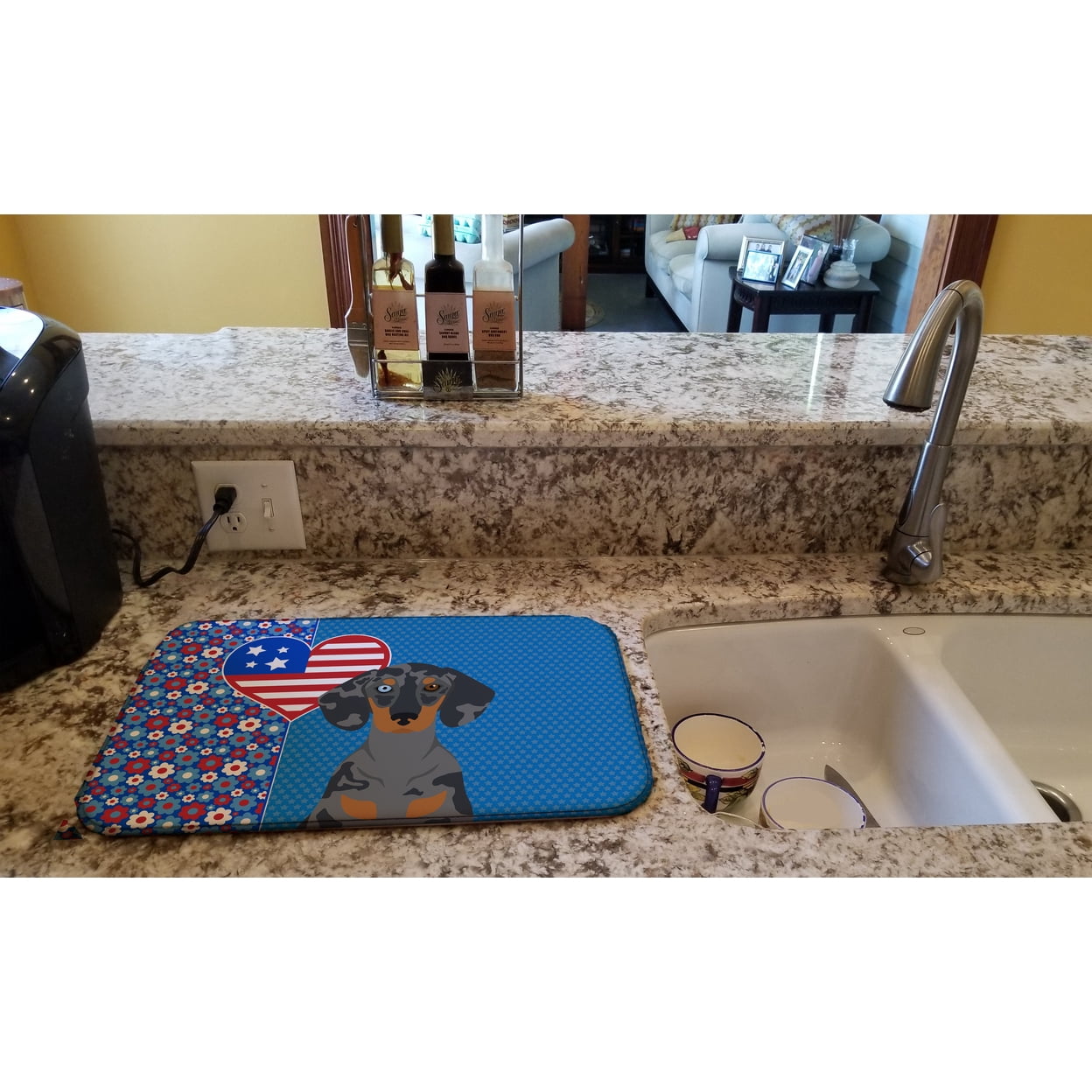 Black Dapple Dachshund USA American Dish Drying Mat