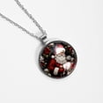 thumbnail image 4 of Santa Claus Women's Circular Glass Design Pendant Necklace, 4 of 5