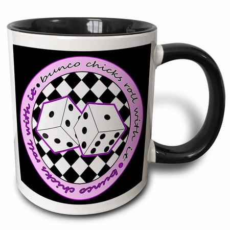 - 3dRose Bunco Chicks Roll With It Purple and Black, Two Tone Black Mug, 11oz