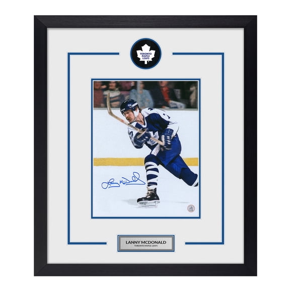 Lanny McDonald Autographed Toronto Maple Leafs Puck Logo 23x27 Frame