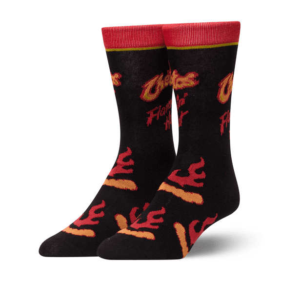 Crazy Socks – Flamin’ Hot Cheetos Unisex Crew Socks Large – Spicy Snack Graphic, Fun Pop Culture