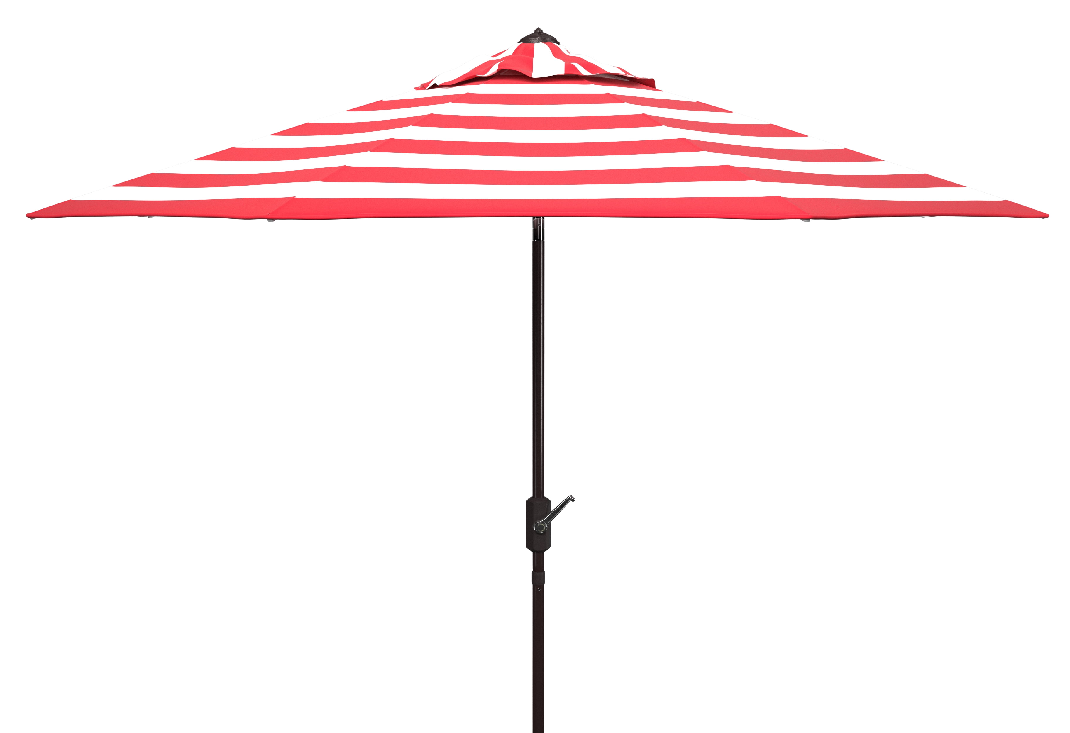 SAFAVIEH Iris 9' Market Auto Tilt Patio Umbrella, Red Stripe