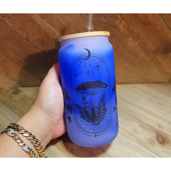 Color Changing Mushroom Beer Can Glass | Boho Mushroom Coffee Glass