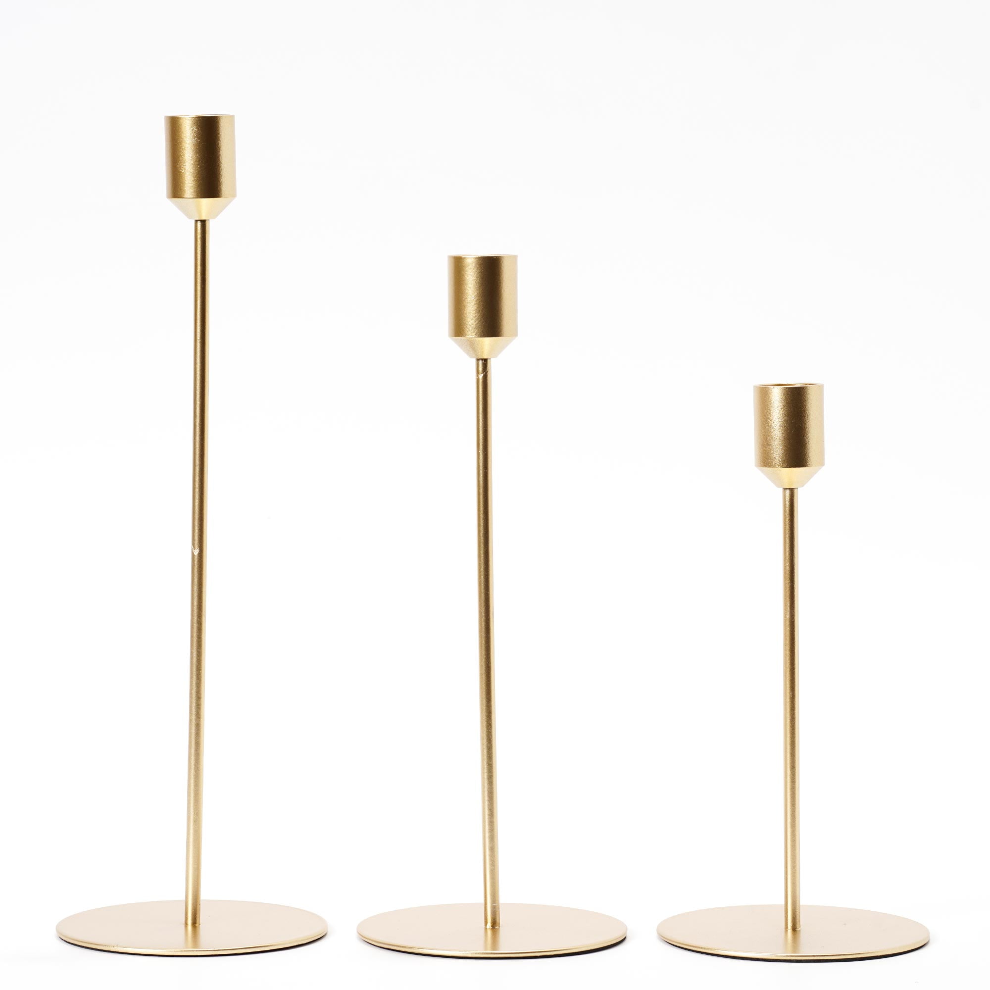 Crystal Art Gallery - 3-Pc Set Gold Metal Candle Stick Holder