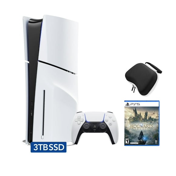 PlayStation 5 Slim Disc 3TB SSD Edition Bundle with Hogwarts Legacy and Controller Case - PS5, White