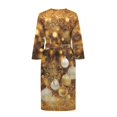 thumbnail image 4 of Yuyamidu Gold Christmas Robes for Women Lightweight Long Sleeve Bathrobe Xmas Ball Mid-Calf Length Spa Robe Sexy Long House Robes Size 2XL Soft Nightgowns with Waist Belt, 4 of 7