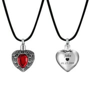 Anavia Personalized Angel Birthstone Cremation Urn Necklace for Ashes Pendant Memorial Keepsake Cremation Jewelry with Free Funnel Kit Ship Next Day [January - Garnet]