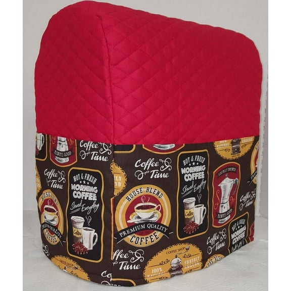 Quilted Morning Coffee Cover Compatible with Kitchenaid Stand Mixer by Penny's Needful Things (Red, Artisan Mini 3.5-Qt Tilt-Head)