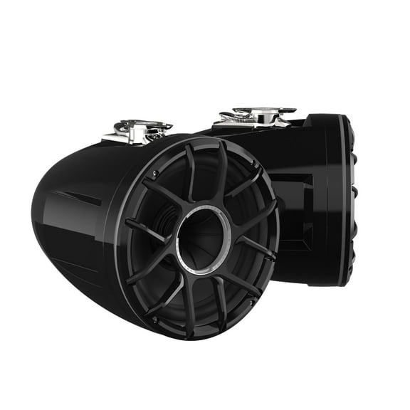 Wet Sounds REV 10 HD 10" Horn Loaded Compression Driver Tower Speakers with XZ Grills & Swivel Surface Mounts, 300 Watts RMS, Black, Pair